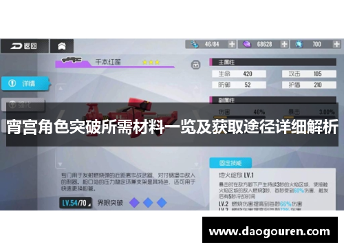 宵宫角色突破所需材料一览及获取途径详细解析